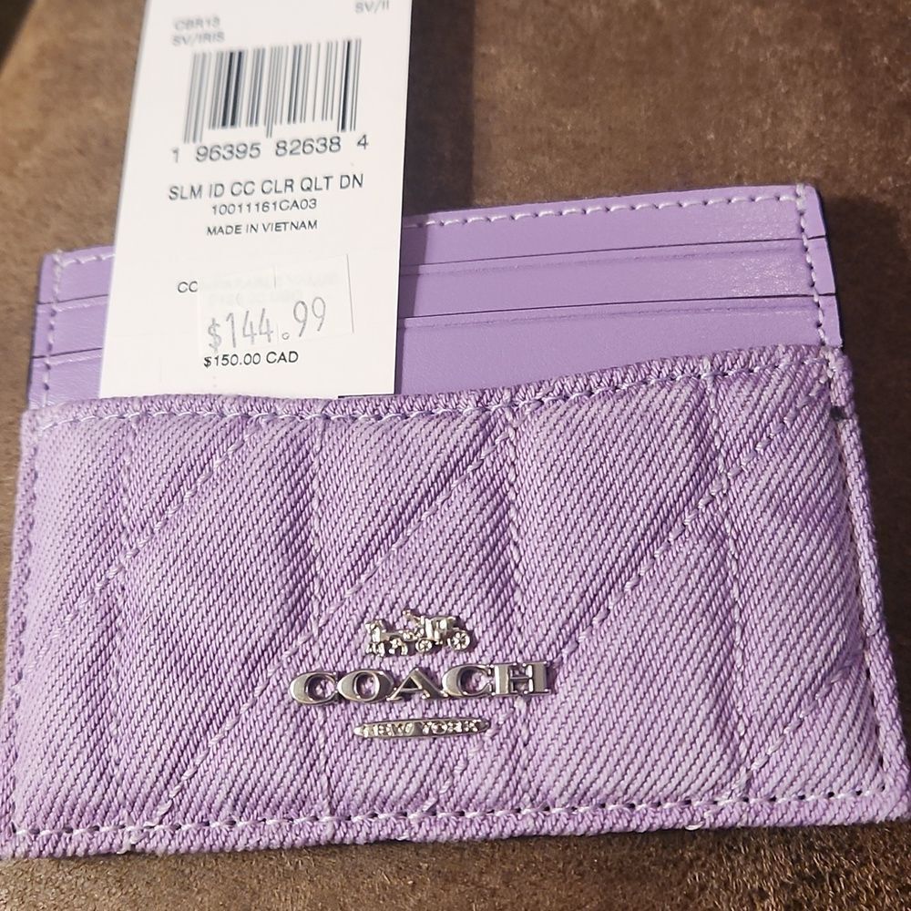Coach Purple Denim Quilted Card Holder Brand New - Picture 3 of 3